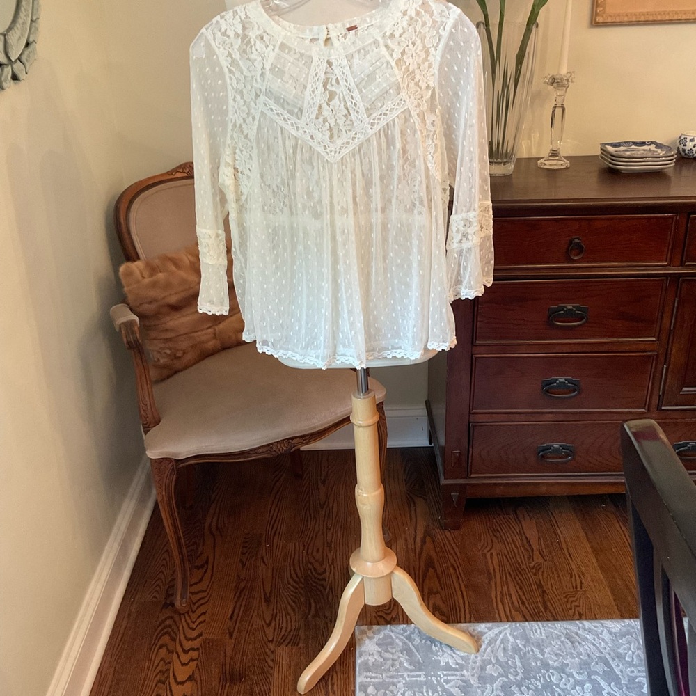 Free People Ivory Lace Top